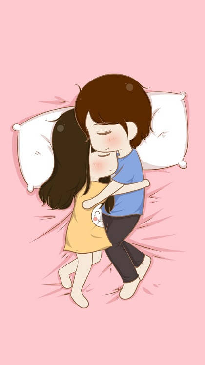 睡在一起的可爱卡通QQ情侣皮肤